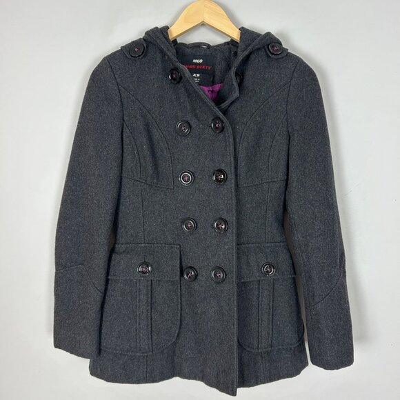 Vintage Y2K Miss Sixty Double Breasted Wool Coat Size XS Gray Jacket Women's - Picture 1 of 5